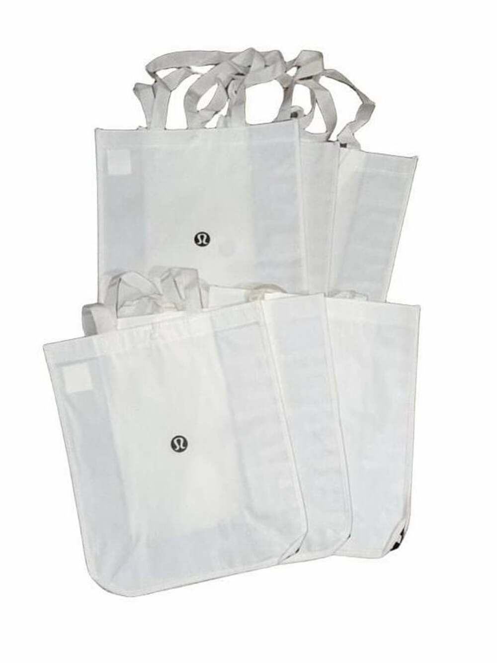 Lot of 6 Lululemon White Reusable Shopping Tote Bags Manifesto Snap Closure